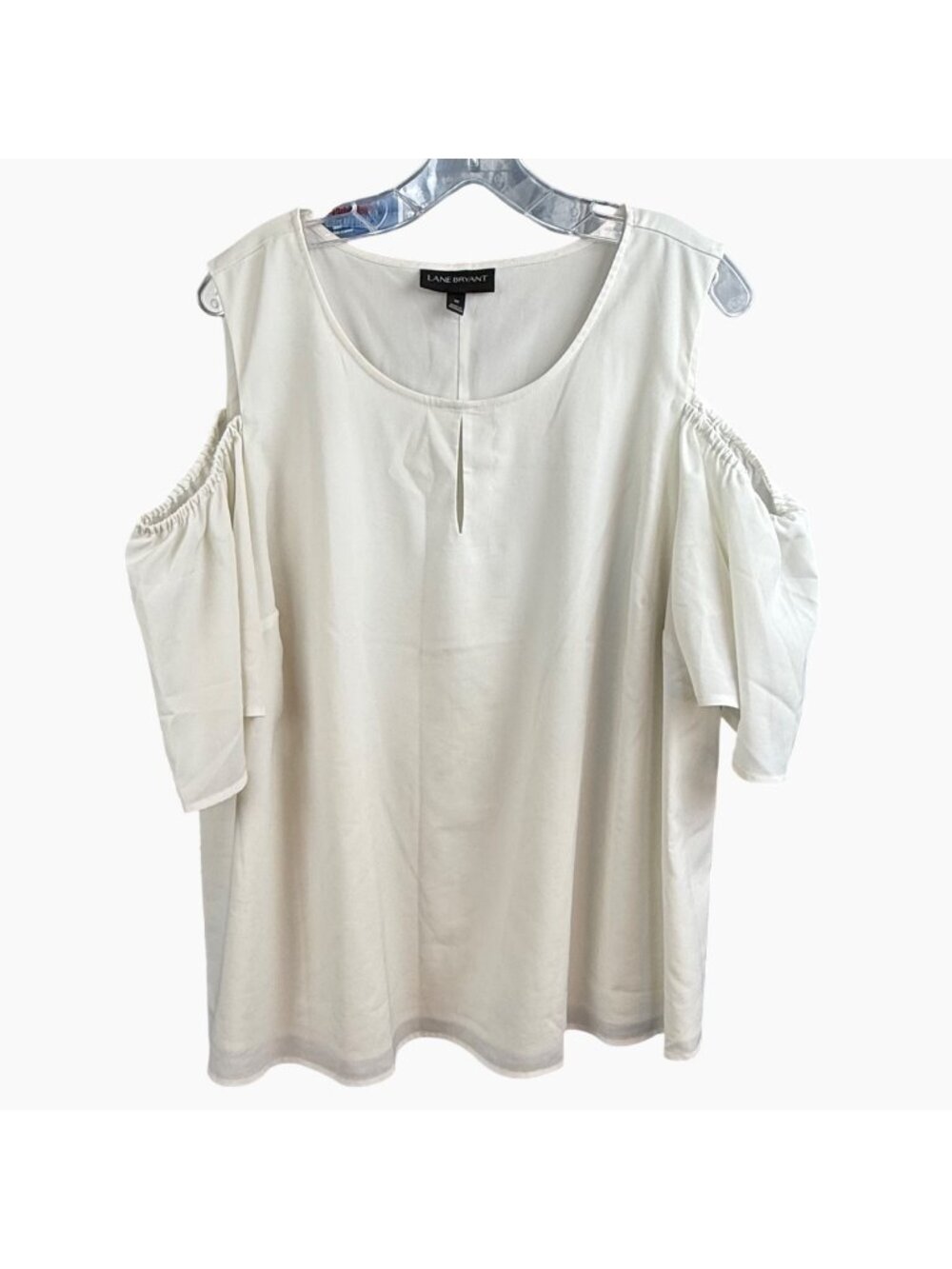 Lane Bryant Cream Cold Shoulder Keyhole Top Lined Chiffon Size 20 VGUC